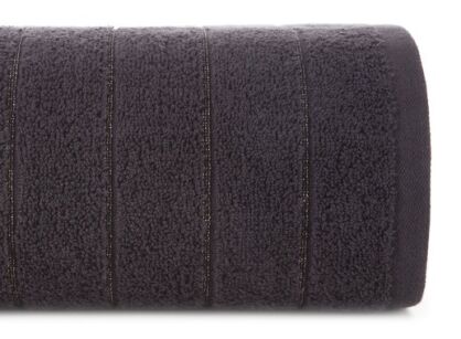 Ręcznik bawełniany 50x90 DALI czarny gładki z subtelną bordiurą z błyszczącą nicią