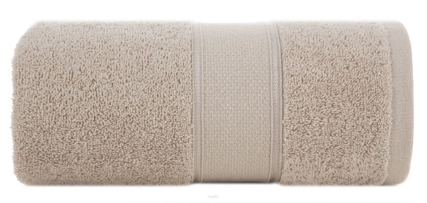Ręcznik bawełniany 30x50 LIANA beżowy zdobiony bordiurą z błyszczącą nicią