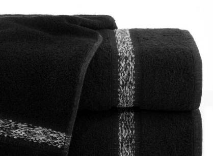 Ręcznik bawełniany 50x90 ALTEA czarny z bordiurą w stylu eko z melanżowym pasem