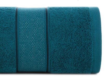 Ręcznik bawełniany 30x50 LIANA turkusowy zdobiony bordiurą z błyszczącą nicią