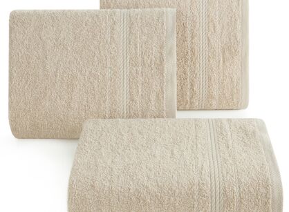 Ręcznik 50x90 ELMA beżowy z delikatną żakardową bordiurą w tonacji ręcznika