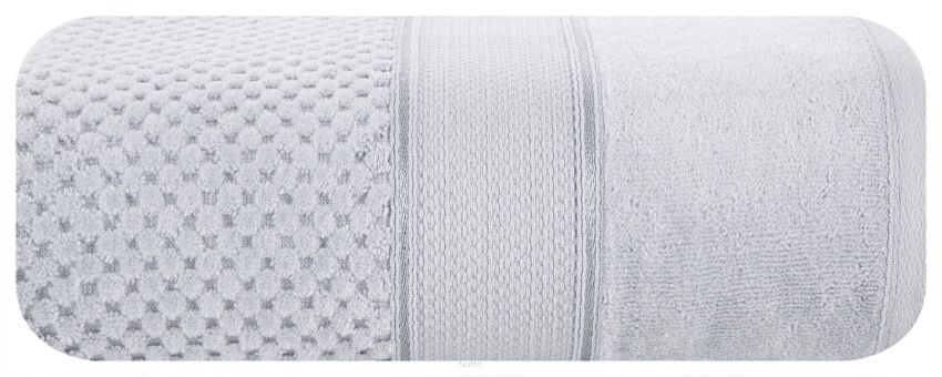 Ręcznik bawełniany 90x150 JESSI srebrny z fakturą krateczki i gładką welurową bordiurą