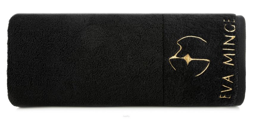 Ręcznik bawełniany 30x50 GAJA Eva Minge czarny z welwetową bordiurą sygnowaną logo projektantki