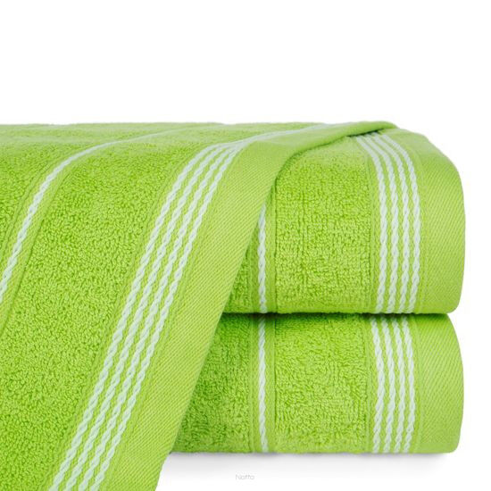 Ręcznik bawełniany 30x50 MIRA jasny zielony zdobiony bordiurą w pasy