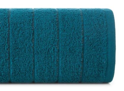 Ręcznik bawełniany 50x90 DALI turkusowy gładki z subtelną bordiurą z błyszczącą nicią
