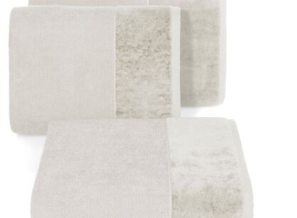 Ręcznik bawełniany 50x90 LUCY kremowy gładki z welurową szeroką bordiurą