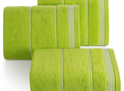 Ręcznik bawełniany MIRA jasny zielony zdobiony bordiurą w pasy 50x90