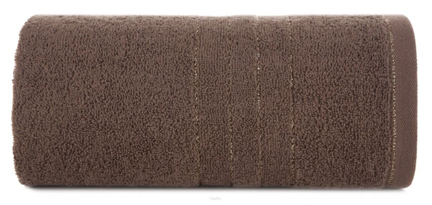 Ręcznik bawełniany 50x90 GALA ciemny brąz zdobiony bordiurą z błyszczącą nicią złotą