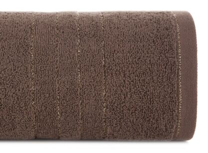 Ręcznik bawełniany 50x90 GALA ciemny brąz zdobiony bordiurą z błyszczącą nicią złotą