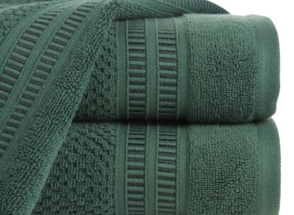 Ręcznik bawełniany 50x90 ROSITA zielony z subtelną bordiurą w delikatne poziome paski