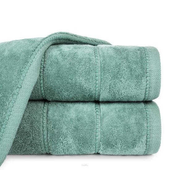 Ręcznik bawełniany 70x140 MARI ciemna zieleń z welurową bordiurą w pasy