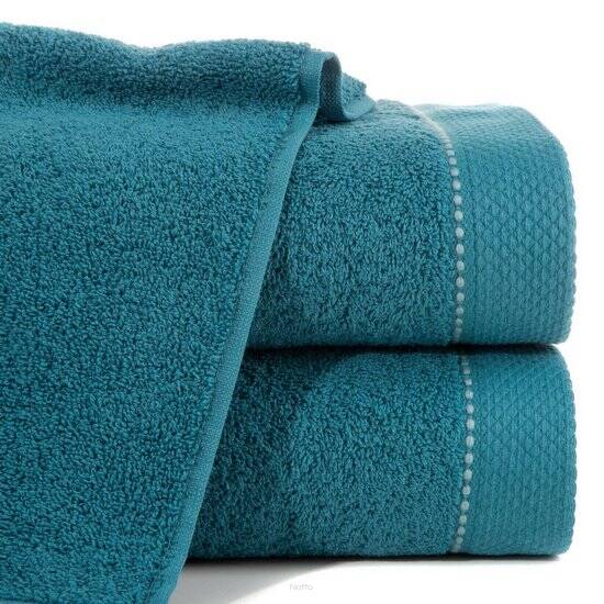 Ręcznik bawełniany 30x50 DAISY turkusowy z bordiurą z kontrastowym przeszyciem