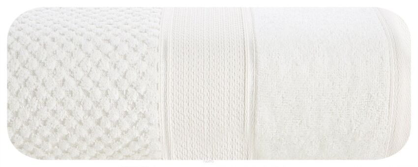 Ręcznik bawełniany 90x150 JESSI kremowy z fakturą krateczki i gładką welurową bordiurą
