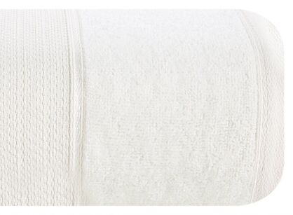 Ręcznik bawełniany 90x150 JESSI kremowy z fakturą krateczki i gładką welurową bordiurą
