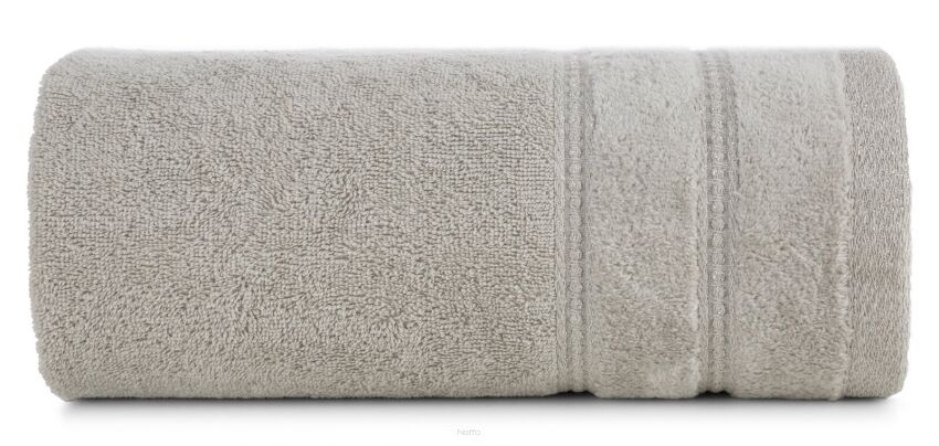 Ręcznik bawełniany 70x140 GLORY 4 beżowy z minimalistyczną bordiurą przeszywaną srebrną nicią