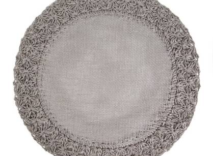 Podkładka dekoracyjna fi 38 BOHO 11 srebrna okrągła z ozdobnym brzegiem pleciona z papieru