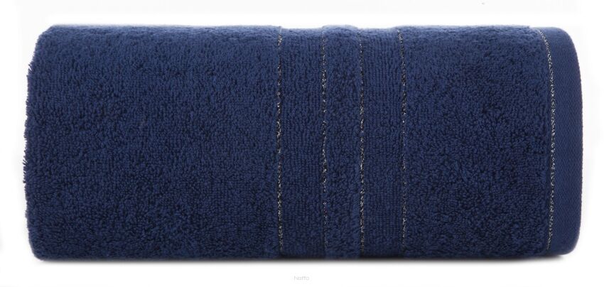 Ręcznik bawełniany 50x90 GALA granatowy zdobiony bordiurą z błyszczącą nicią