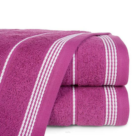 Ręcznik bawełniany 70x140 MIRA bordowy zdobiony bordiurą w pasy