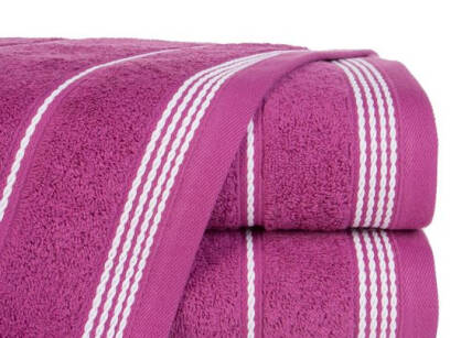 Ręcznik bawełniany MIRA bordowy zdobiony bordiurą w pasy 30x50 