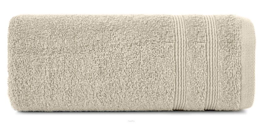 Ręcznik bawełniany 50x90 ALINE beżowy z wypukłą tkaną bordiurą