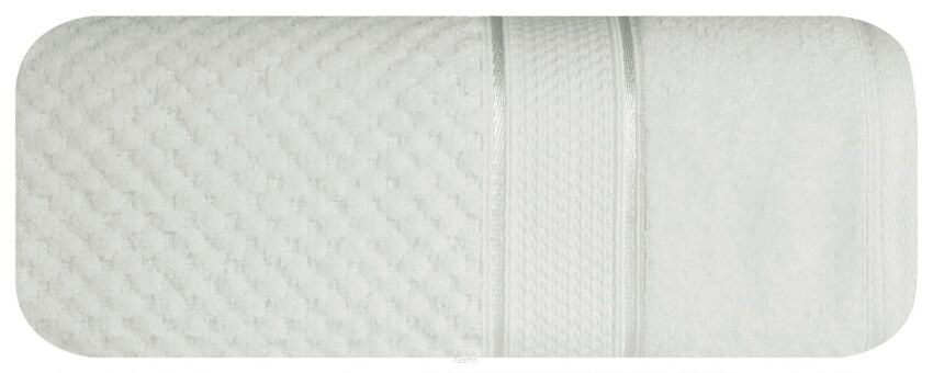 Ręcznik bawełniany 90x150 JESSI biały z fakturą krateczki i gładką welurową bordiurą